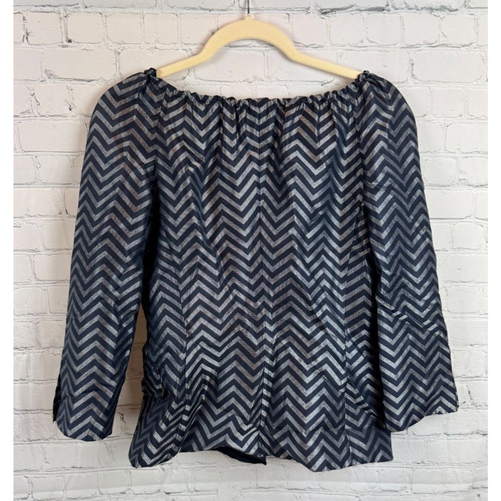 Armani Collezioni Navy and Silver Chevron Jacket - Picture 4 of 7